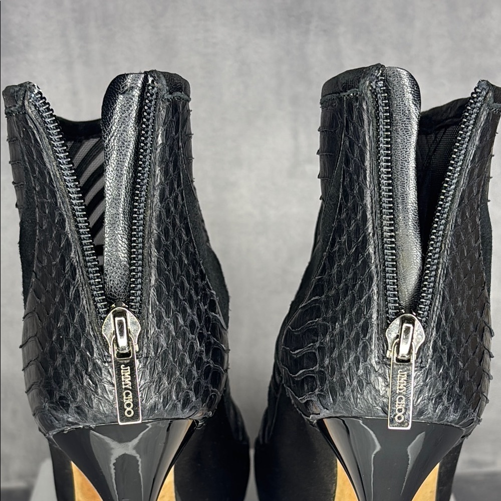 Jimmy Choo Snakeskin Platform Stiletto Ankle Boots Luxe Rare - Picture 7 of 11